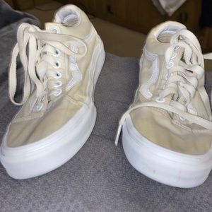 Vans I bought and warn twice and tryed washing them but turned yellow
